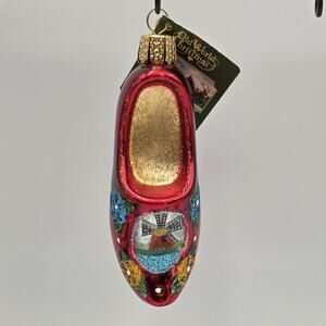 Old World Christmas Blown Glass Wooden Clog Ornament No Box